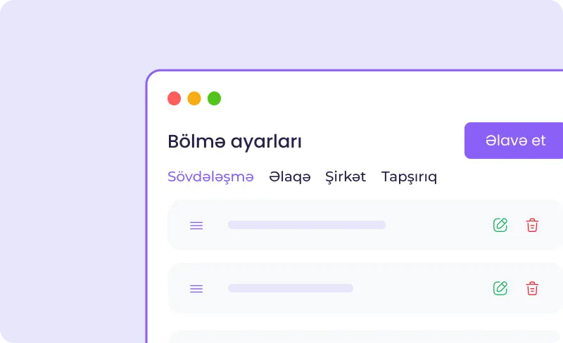 Bölmə ayarları
